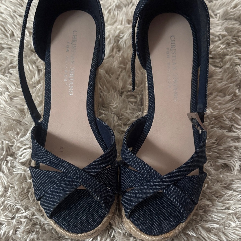 Women's denim Wedge Sandals - Picture 3 of 5